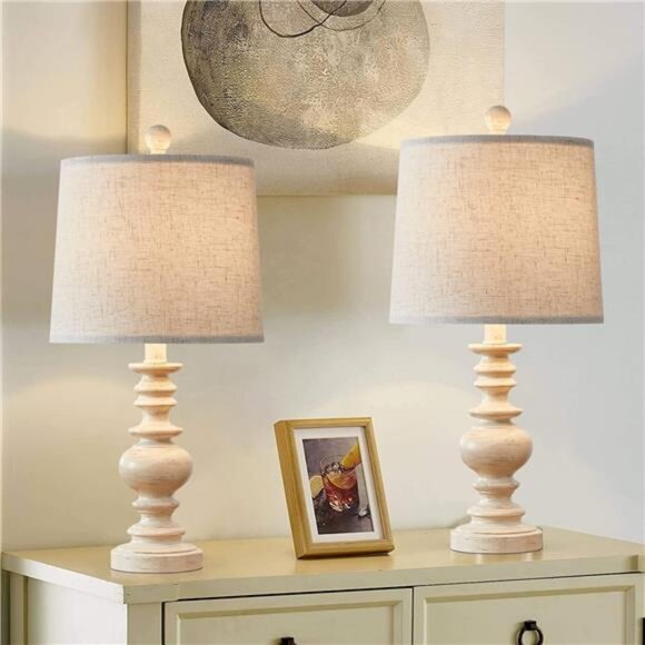 BOBOMOMO Tradition 20.5" Rustic Table Lamp Set of 2 for Living Room Farmhouse - Picture 3 of 7